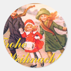 Sticker Rond Carte de Noël allemande Frohe Weihnachten