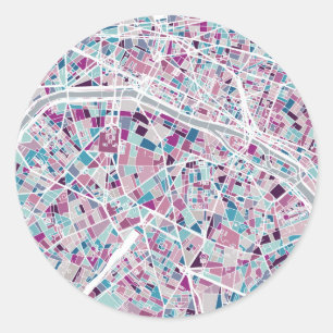 Sticker Rond Carte de Paris France
