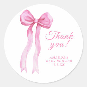 Sticker Rond Carte de remerciement à l'arc rose