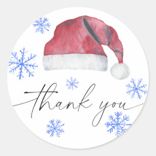 Sticker Rond Carte de remerciement chapeau de Père Noël