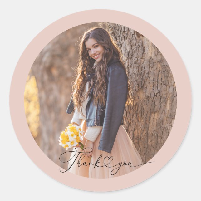 Sticker Rond Carte de remerciements moderne de graduation cardi (Devant)