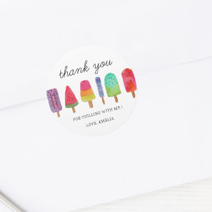 Sticker Rond Carte de remerciements Popsicle Colorful Party