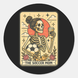Sticker Rond Carte de tarot de maman de football Halloween Mama