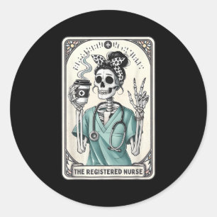 Sticker Rond Carte de tarte de l'infirmière inscrite Skeleton R