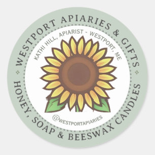Sticker Rond Carte de visite de miel de tournesol et produits H