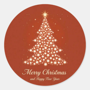 Sticker Rond Carte de vœux festive de Noël avec décorations