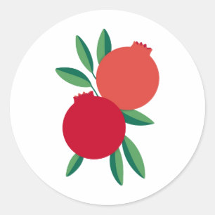 Sticker Rond Carte de voeux pour grenade Rosh Hashana (plat)