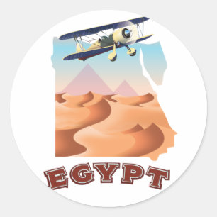 Sticker Rond Carte de voyage de l'Egypte vintage
