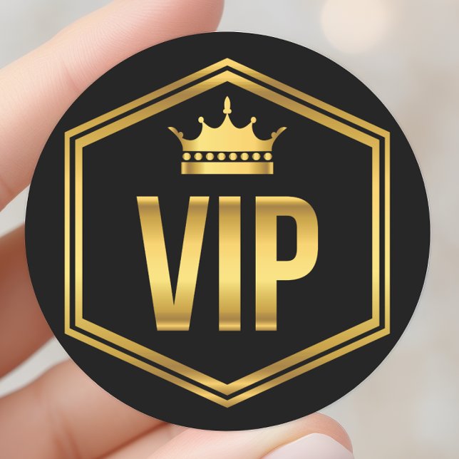 Sticker Rond Carte d'entrée VIP Gold et Black Crown (Créateur téléchargé)