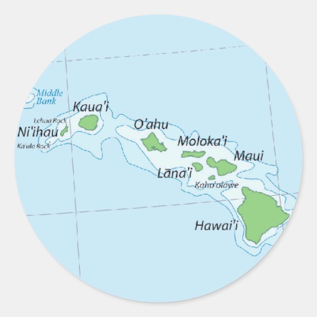 Sticker Rond Carte des chaînes de l'île d'Hawaii (Devant)