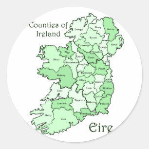 Sticker Rond Carte des comtés d'Irlande