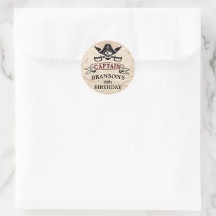 Sticker Rond Carte des trésors vintages de pirates Anniversaire