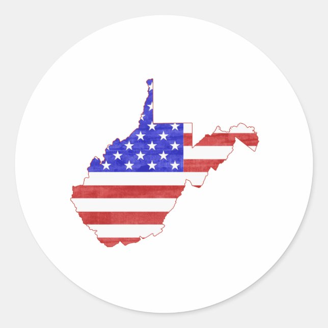 Sticker Rond Carte d'état du drapeau de la Virginie-Occidentale (Devant)