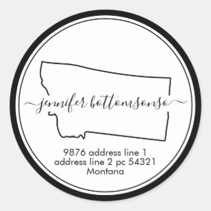 Sticker Rond Carte d'état du Montana Adresse de retour Signatur