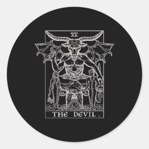 Sticker Rond Carte Devil Tarot Phomet Gothique Halloween Satan