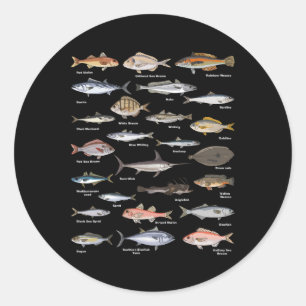 Sticker Rond Carte d'identification du poisson vintage