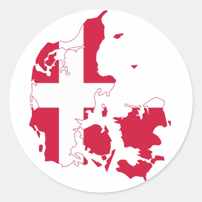 Sticker Rond Carte Drapeau Danemark (Devant)