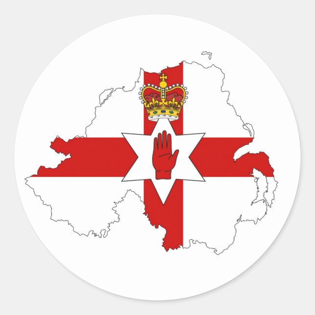 Sticker Rond carte drapeau de l'irlande du nord royaume-uni pay (Devant)