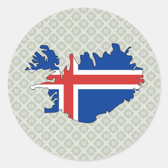 Sticker Rond Carte Drapeau Islande pleine taille (Devant)
