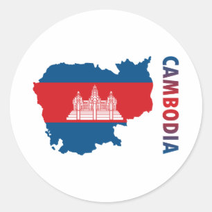 Sticker Rond Carte Du Cambodge