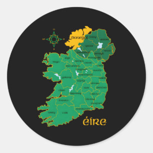Sticker Rond Carte du comté de Donegal Irlande Eire Irish Trave