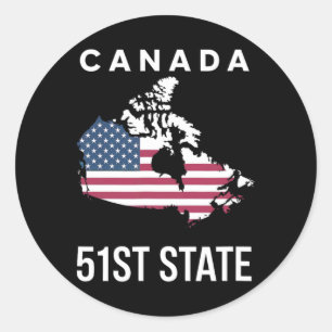 Sticker Rond Carte du drapeau américain Canada 51e État 