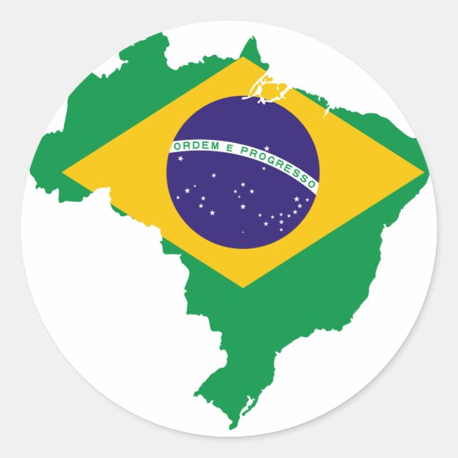 Sticker Rond carte du drapeau brésilien (Devant)