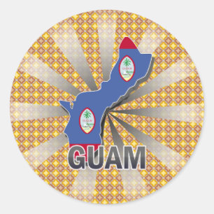 Sticker Rond Carte du drapeau de Guam 2.0