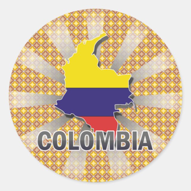 Sticker Rond Carte du drapeau de la Colombie 2.0 (Devant)