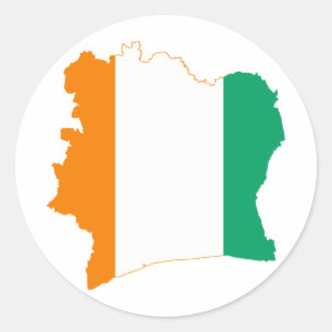 Sticker Rond Carte du drapeau de la Côte d'Ivoire CI