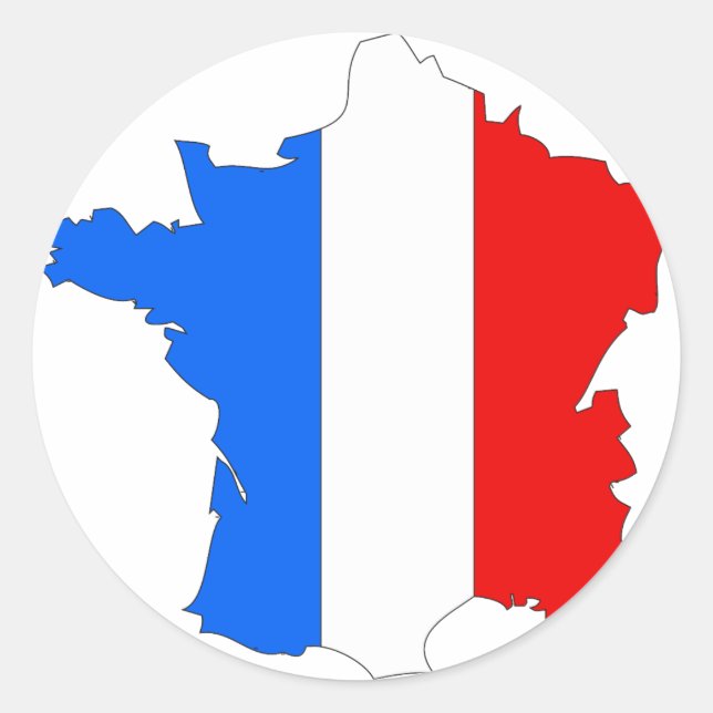 Sticker Rond Carte du drapeau de la France (Devant)