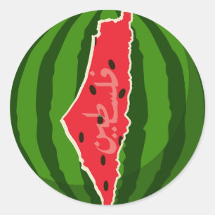 Sticker Rond Carte du drapeau de la pastèque palestinienne. Lib