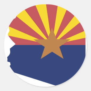 Sticker Rond Carte du drapeau de l'Arizona