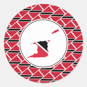 Sticker Rond Carte du DRAPEAU DE TRINIDAD-TOBAGO