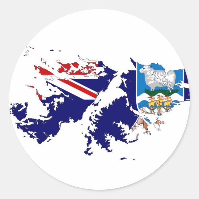 Sticker Rond Carte du drapeau des îles Falkland (Malvinas) (Devant)