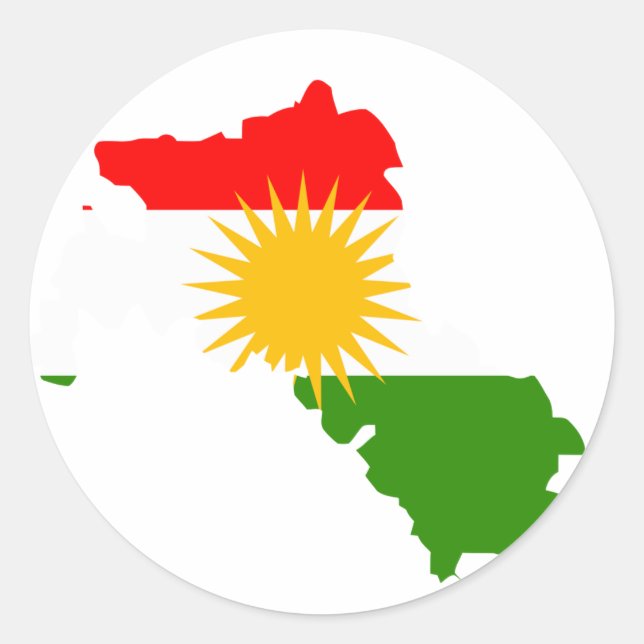 Sticker Rond Carte du drapeau du Kurdistan (Devant)
