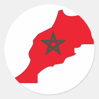 Sticker Rond Carte du drapeau du Maroc