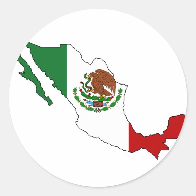 Sticker Rond Carte du drapeau du Mexique (Devant)