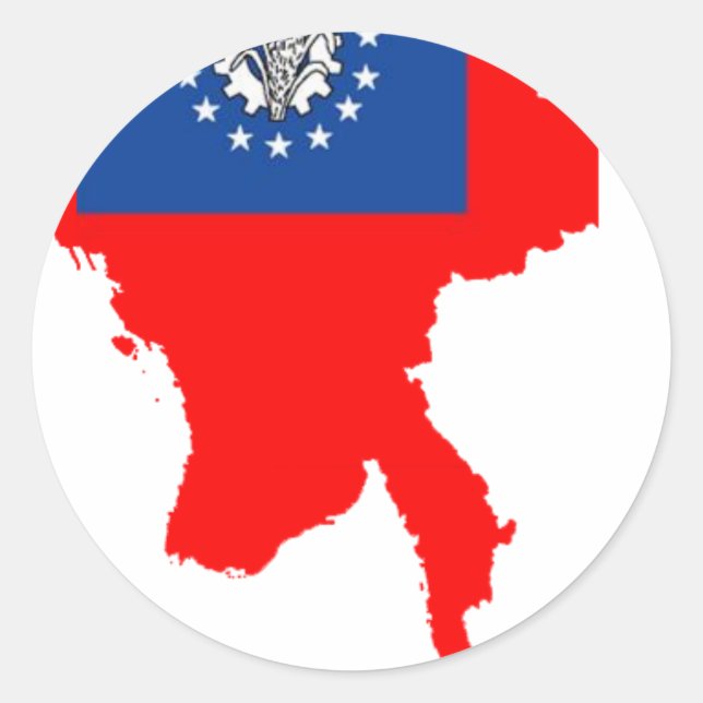 Sticker Rond Carte du drapeau du Myanmar (Devant)