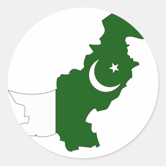 Sticker Rond Carte du drapeau du Pakistan (Devant)