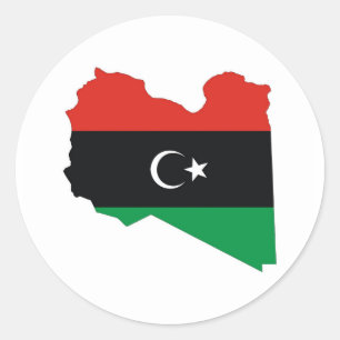 Sticker Rond carte du drapeau du pays de libye