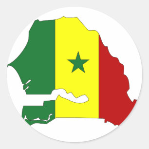 Sticker Rond Carte du drapeau du Sénégal