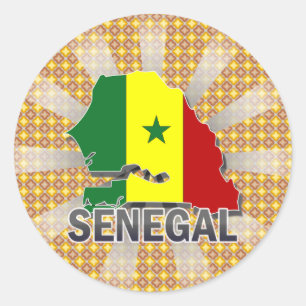 Sticker Rond Carte du drapeau du Sénégal 2.0