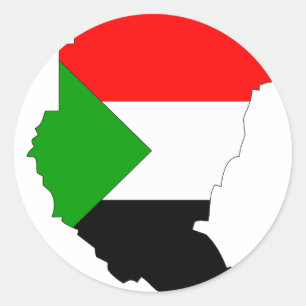 Sticker Rond Carte du drapeau du Soudan