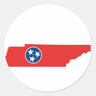 Sticker Rond Carte du drapeau du Tennessee