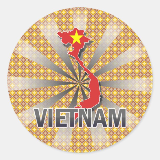 Sticker Rond Carte du drapeau du Vietnam 2.0 (Devant)