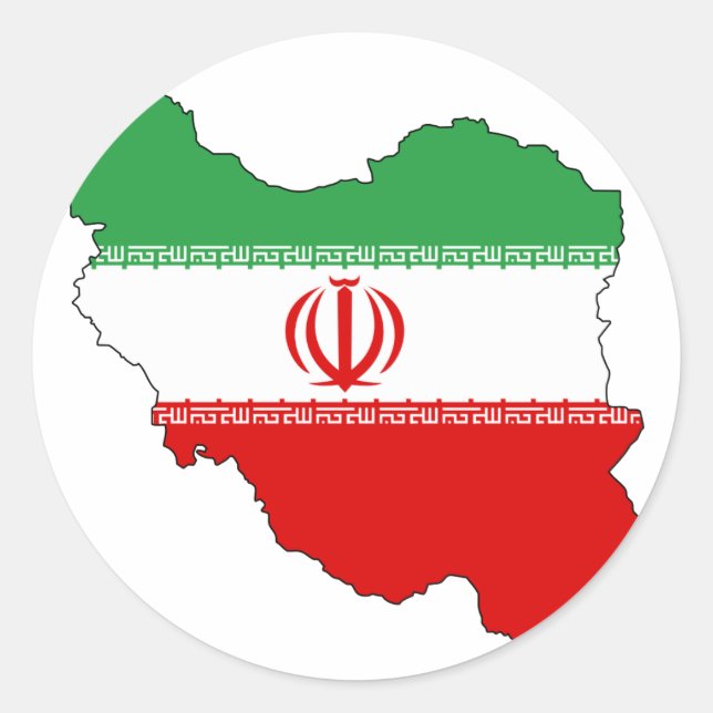 Sticker Rond Carte du drapeau iranien (Devant)