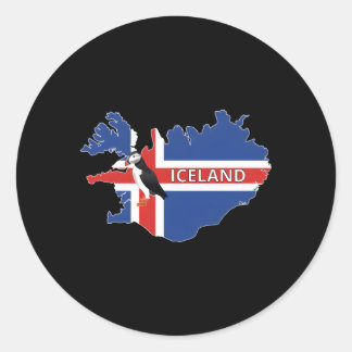 Sticker Rond Carte Du Drapeau Islandais D'Islande Oiseau De Puf