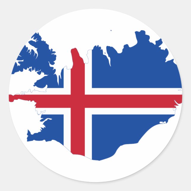 Sticker Rond Carte du drapeau islandais IS Ísland (Devant)