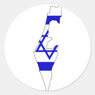 Sticker Rond Carte du drapeau israélien